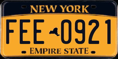 NY license plate FEE0921
