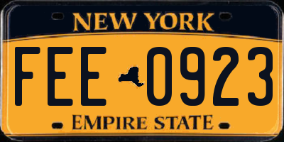 NY license plate FEE0923