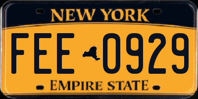 NY license plate FEE0929
