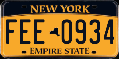 NY license plate FEE0934