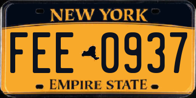 NY license plate FEE0937