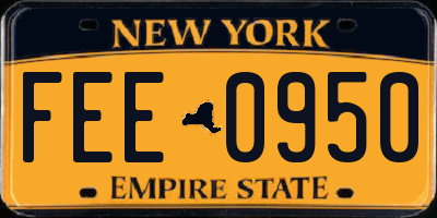 NY license plate FEE0950