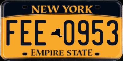 NY license plate FEE0953
