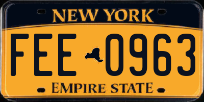 NY license plate FEE0963