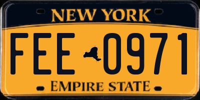NY license plate FEE0971