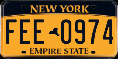 NY license plate FEE0974