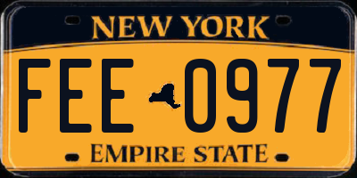 NY license plate FEE0977