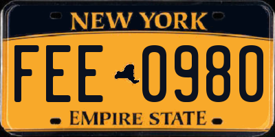 NY license plate FEE0980