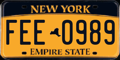 NY license plate FEE0989