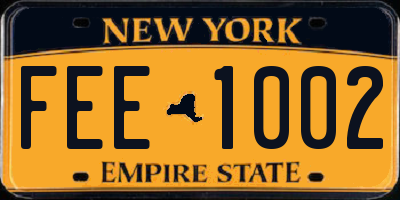 NY license plate FEE1002