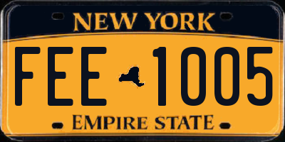 NY license plate FEE1005