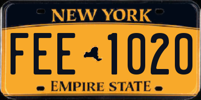NY license plate FEE1020