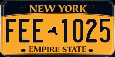 NY license plate FEE1025