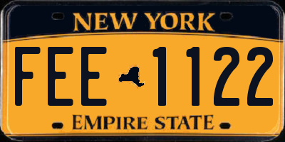 NY license plate FEE1122