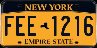 NY license plate FEE1216