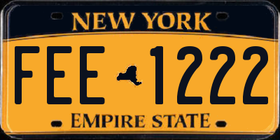 NY license plate FEE1222