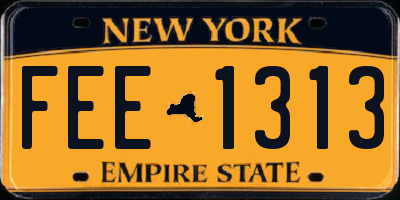 NY license plate FEE1313