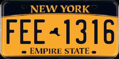 NY license plate FEE1316