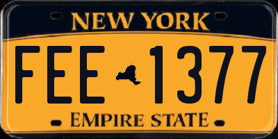 NY license plate FEE1377