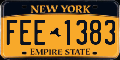 NY license plate FEE1383