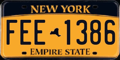 NY license plate FEE1386