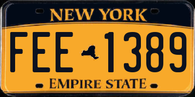 NY license plate FEE1389