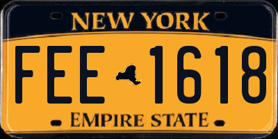 NY license plate FEE1618