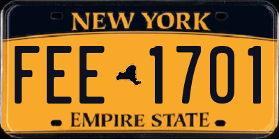 NY license plate FEE1701