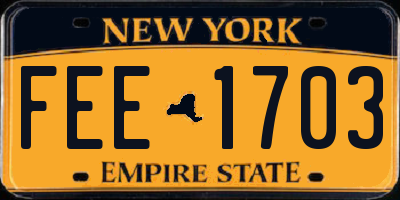NY license plate FEE1703