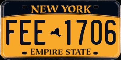 NY license plate FEE1706