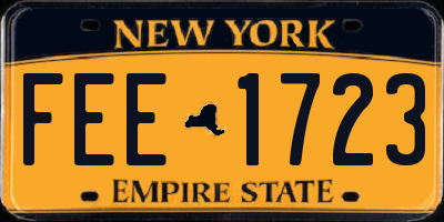 NY license plate FEE1723