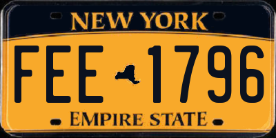 NY license plate FEE1796