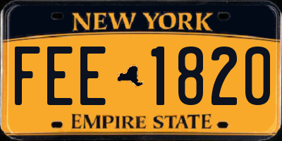 NY license plate FEE1820