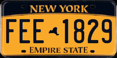 NY license plate FEE1829