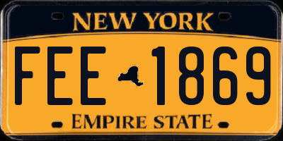 NY license plate FEE1869