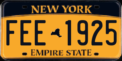 NY license plate FEE1925