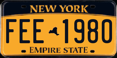 NY license plate FEE1980