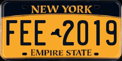 NY license plate FEE2019