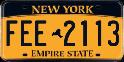 NY license plate FEE2113