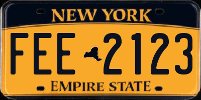 NY license plate FEE2123