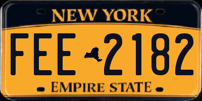 NY license plate FEE2182