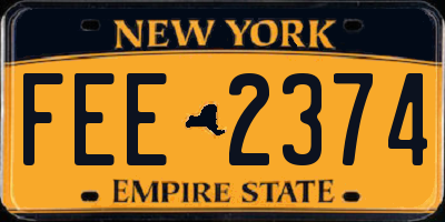 NY license plate FEE2374
