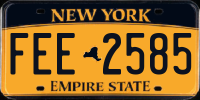 NY license plate FEE2585