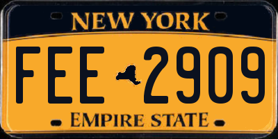 NY license plate FEE2909