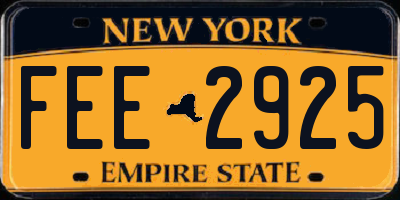 NY license plate FEE2925