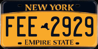 NY license plate FEE2929