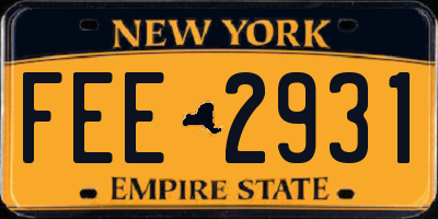 NY license plate FEE2931