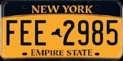 NY license plate FEE2985