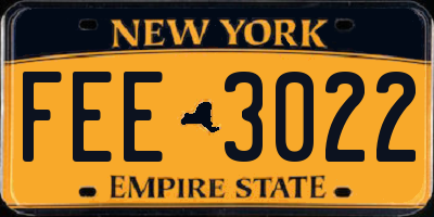 NY license plate FEE3022