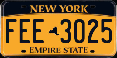 NY license plate FEE3025